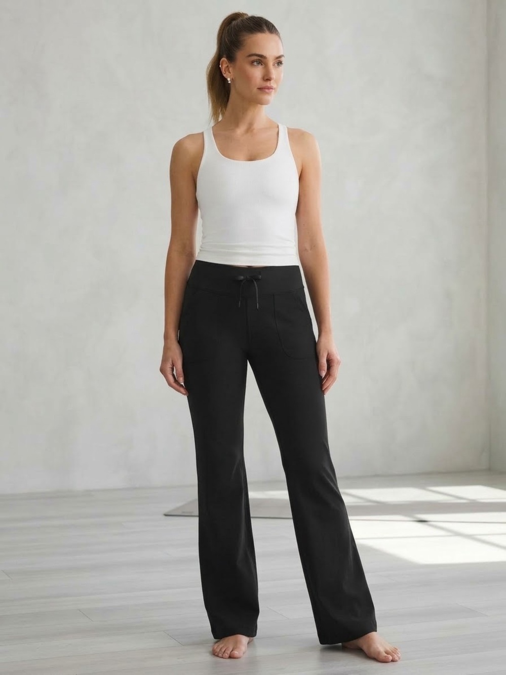 Lululemon Black Still Will Pant High-Rise Flare Yoga Pants Size 8 wide leg